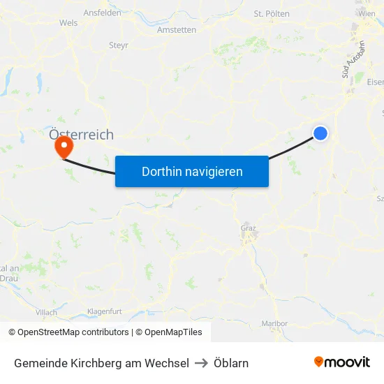 Gemeinde Kirchberg am Wechsel to Öblarn map