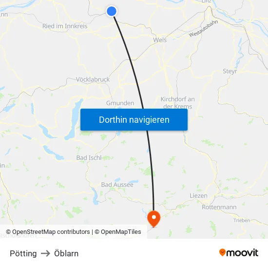 Pötting to Öblarn map