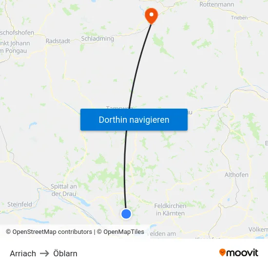 Arriach to Öblarn map