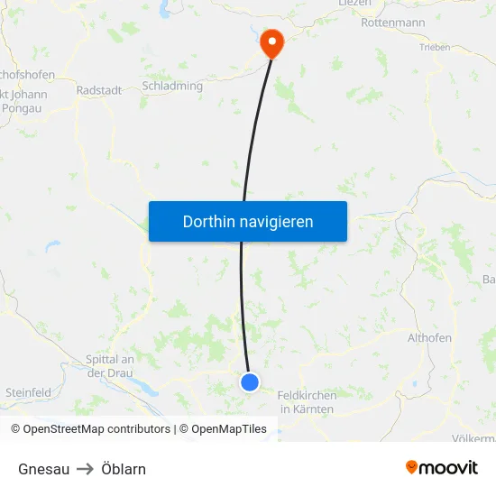Gnesau to Öblarn map