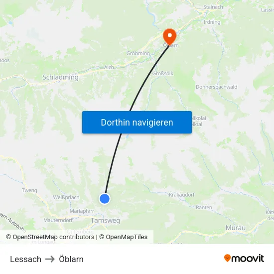 Lessach to Öblarn map