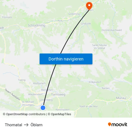 Thomatal to Öblarn map