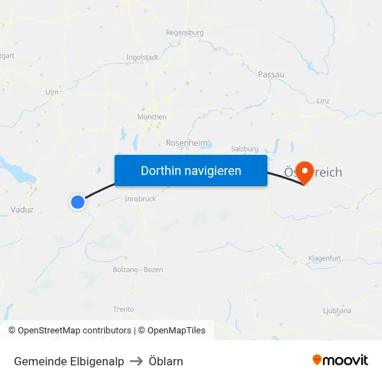 Gemeinde Elbigenalp to Öblarn map