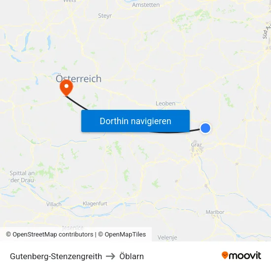 Gutenberg-Stenzengreith to Öblarn map