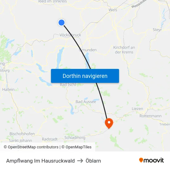 Ampflwang Im Hausruckwald to Öblarn map