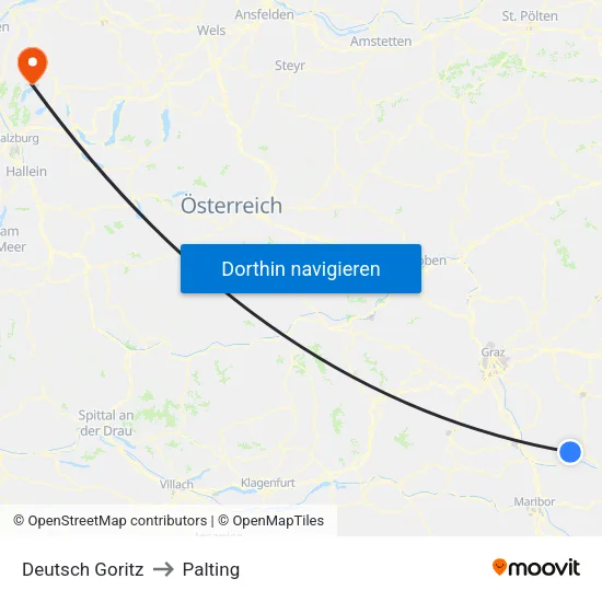 Deutsch Goritz to Palting map
