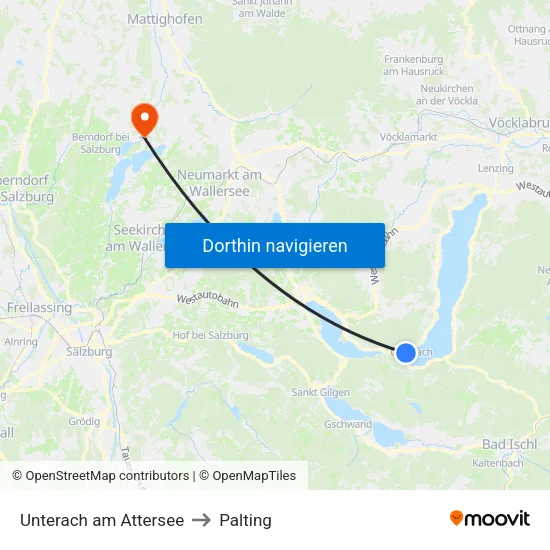 Unterach am Attersee to Palting map