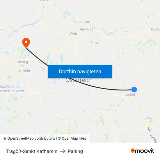 Tragöß-Sankt Katharein to Palting map
