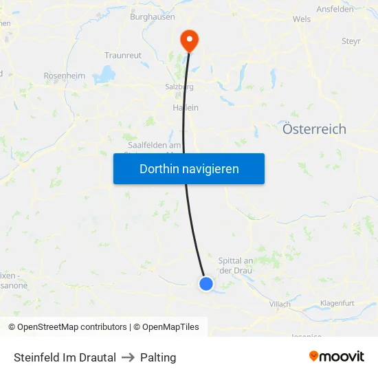 Steinfeld Im Drautal to Palting map