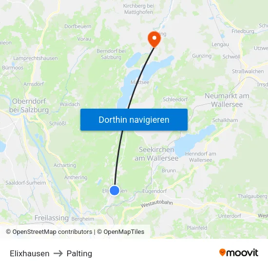 Elixhausen to Palting map