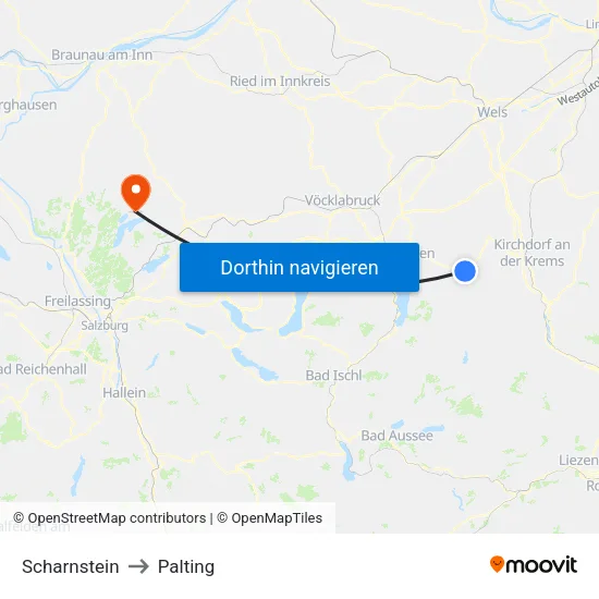 Scharnstein to Palting map