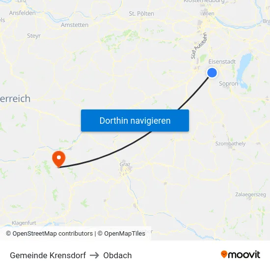 Gemeinde Krensdorf to Obdach map