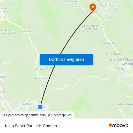 Klein Sankt Paul to Obdach map