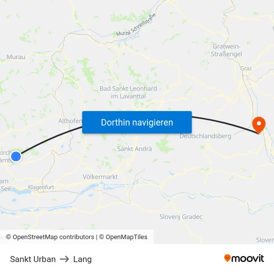 Sankt Urban to Lang map