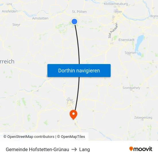 Gemeinde Hofstetten-Grünau to Lang map