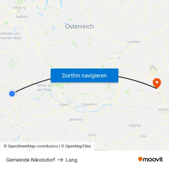 Gemeinde Nikolsdorf to Lang map