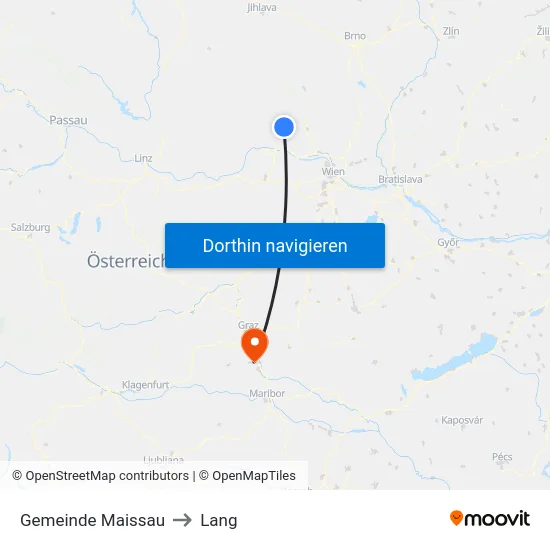 Gemeinde Maissau to Lang map