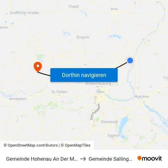 Gemeinde Hohenau An Der March to Gemeinde Sallingberg map