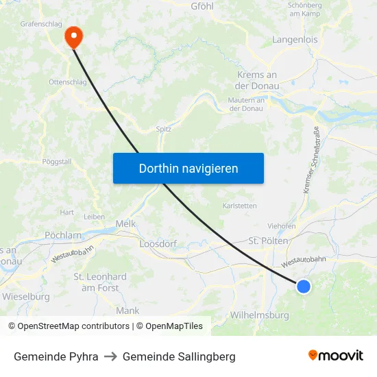 Gemeinde Pyhra to Gemeinde Sallingberg map