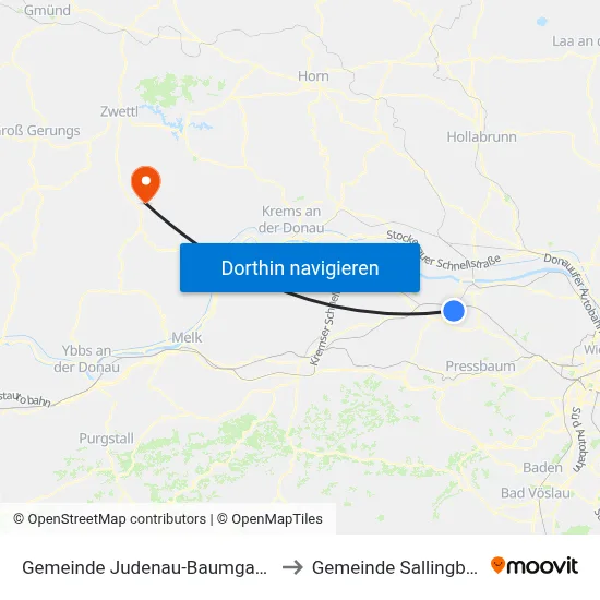 Gemeinde Judenau-Baumgarten to Gemeinde Sallingberg map