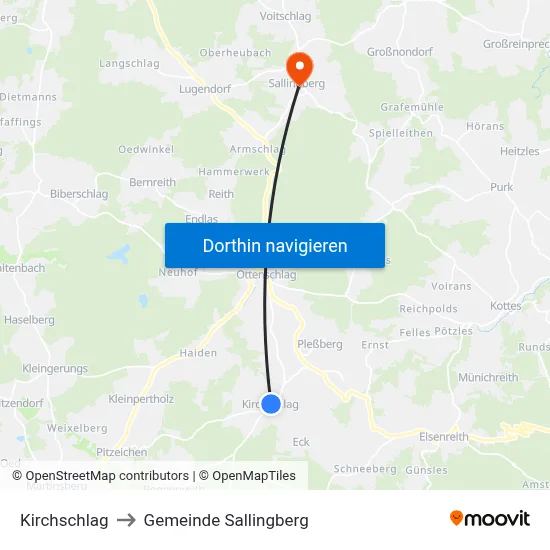 Kirchschlag to Gemeinde Sallingberg map