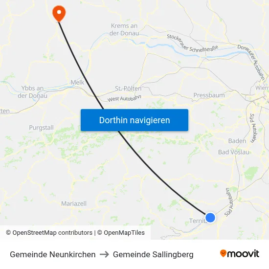 Gemeinde Neunkirchen to Gemeinde Sallingberg map