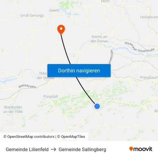 Gemeinde Lilienfeld to Gemeinde Sallingberg map