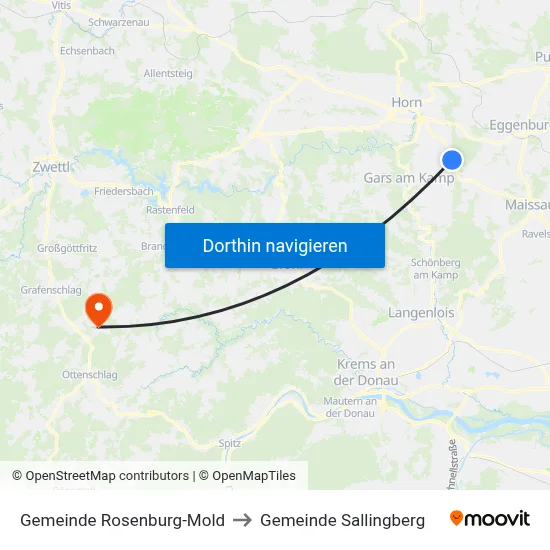Gemeinde Rosenburg-Mold to Gemeinde Sallingberg map