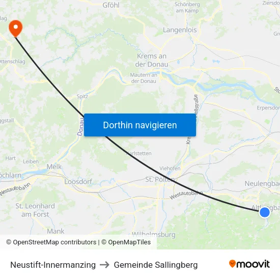 Neustift-Innermanzing to Gemeinde Sallingberg map