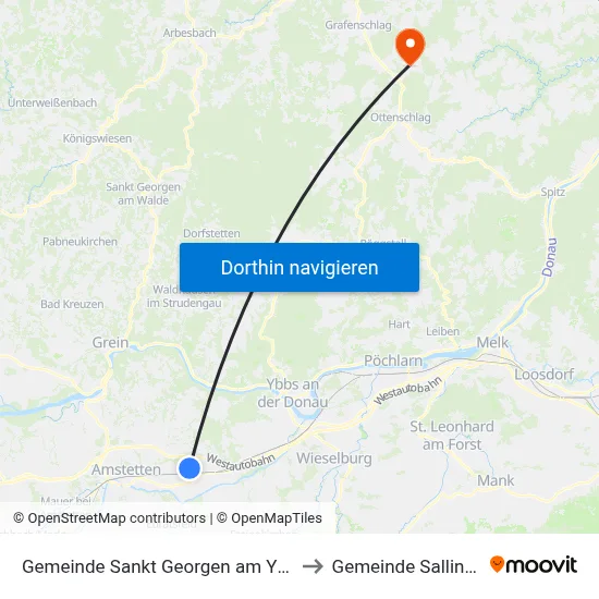 Gemeinde Sankt Georgen am Ybbsfelde to Gemeinde Sallingberg map