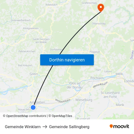 Gemeinde Winklarn to Gemeinde Sallingberg map
