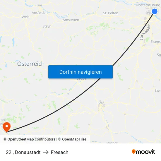 22., Donaustadt to Fresach map