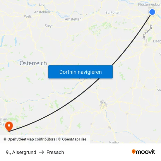 9., Alsergrund to Fresach map