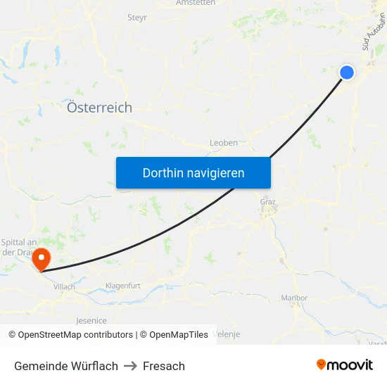 Gemeinde Würflach to Fresach map