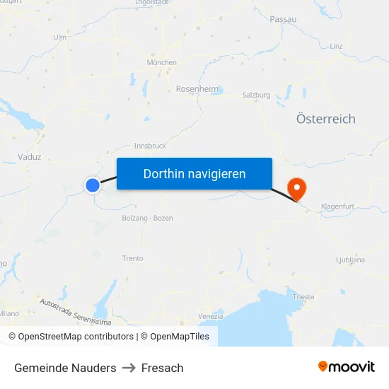 Gemeinde Nauders to Fresach map