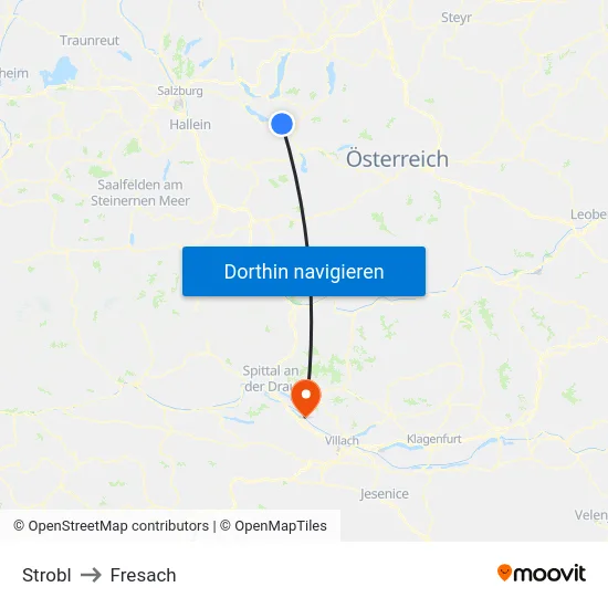 Strobl to Fresach map