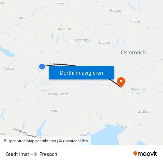 Stadt Imst to Fresach map