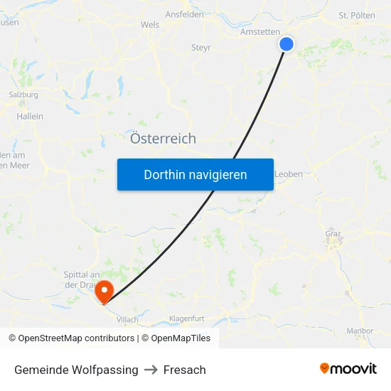 Gemeinde Wolfpassing to Fresach map