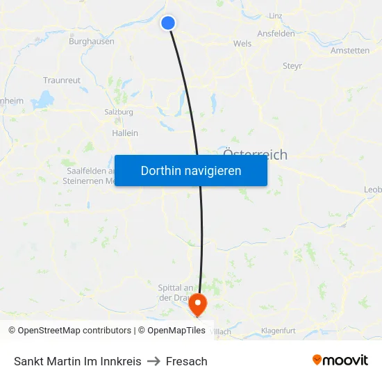 Sankt Martin Im Innkreis to Fresach map