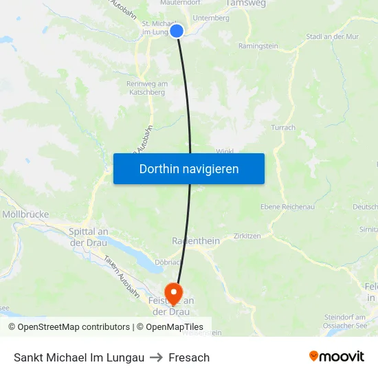 Sankt Michael Im Lungau to Fresach map