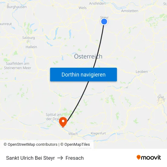 Sankt Ulrich Bei Steyr to Fresach map