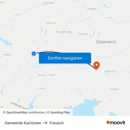 Gemeinde Karrösten to Fresach map