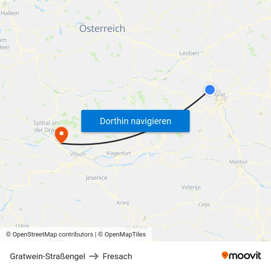 Gratwein-Straßengel to Fresach map