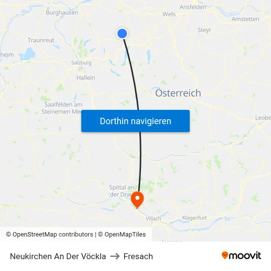 Neukirchen An Der Vöckla to Fresach map