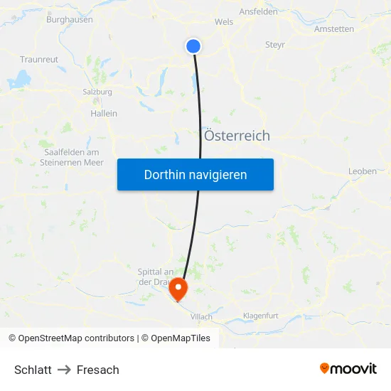 Schlatt to Fresach map