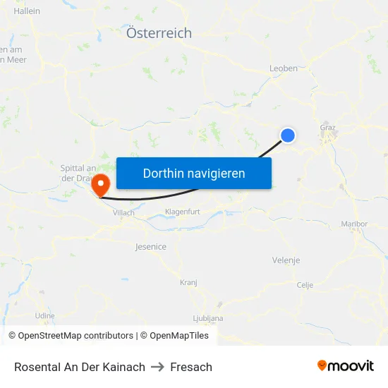 Rosental An Der Kainach to Fresach map