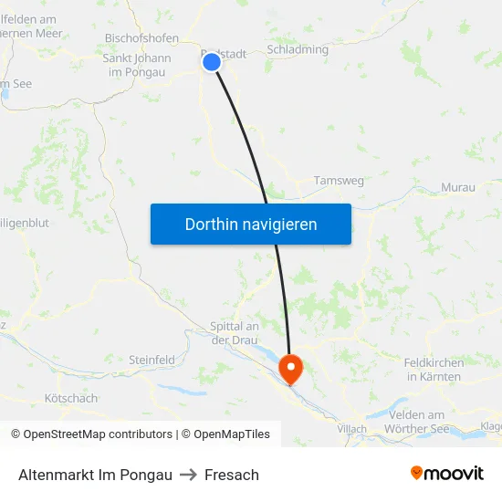 Altenmarkt Im Pongau to Fresach map