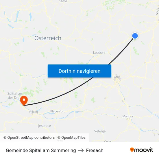 Gemeinde Spital am Semmering to Fresach map