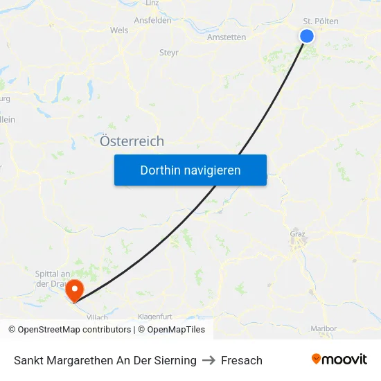 Sankt Margarethen An Der Sierning to Fresach map