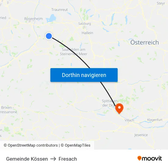 Gemeinde Kössen to Fresach map